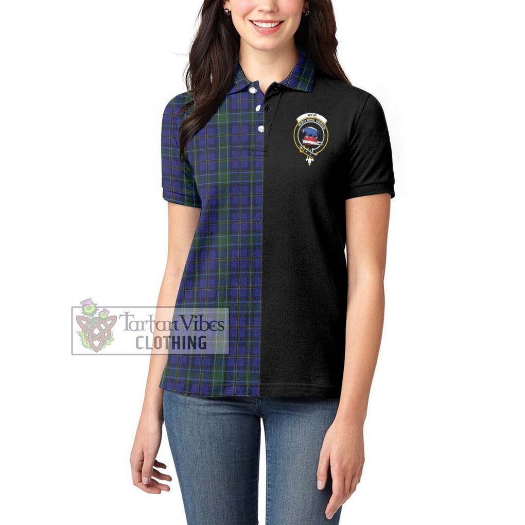 Weir Tartan Women's Polo Shirt with Family Crest and Half Of Me Style - Tartanvibesclothing Shop