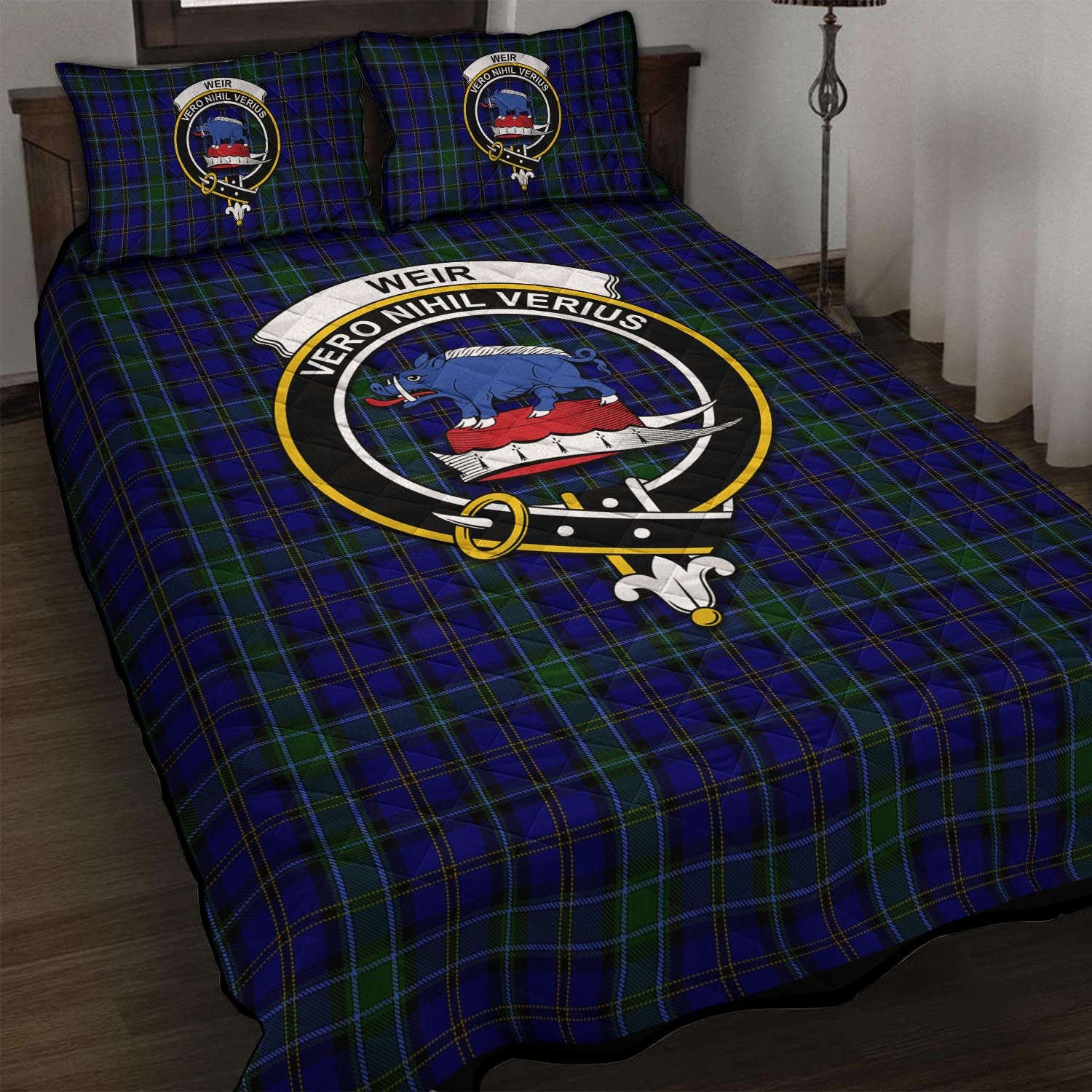 Weir Tartan Quilt Bed Set with Family Crest - Tartan Vibes Clothing