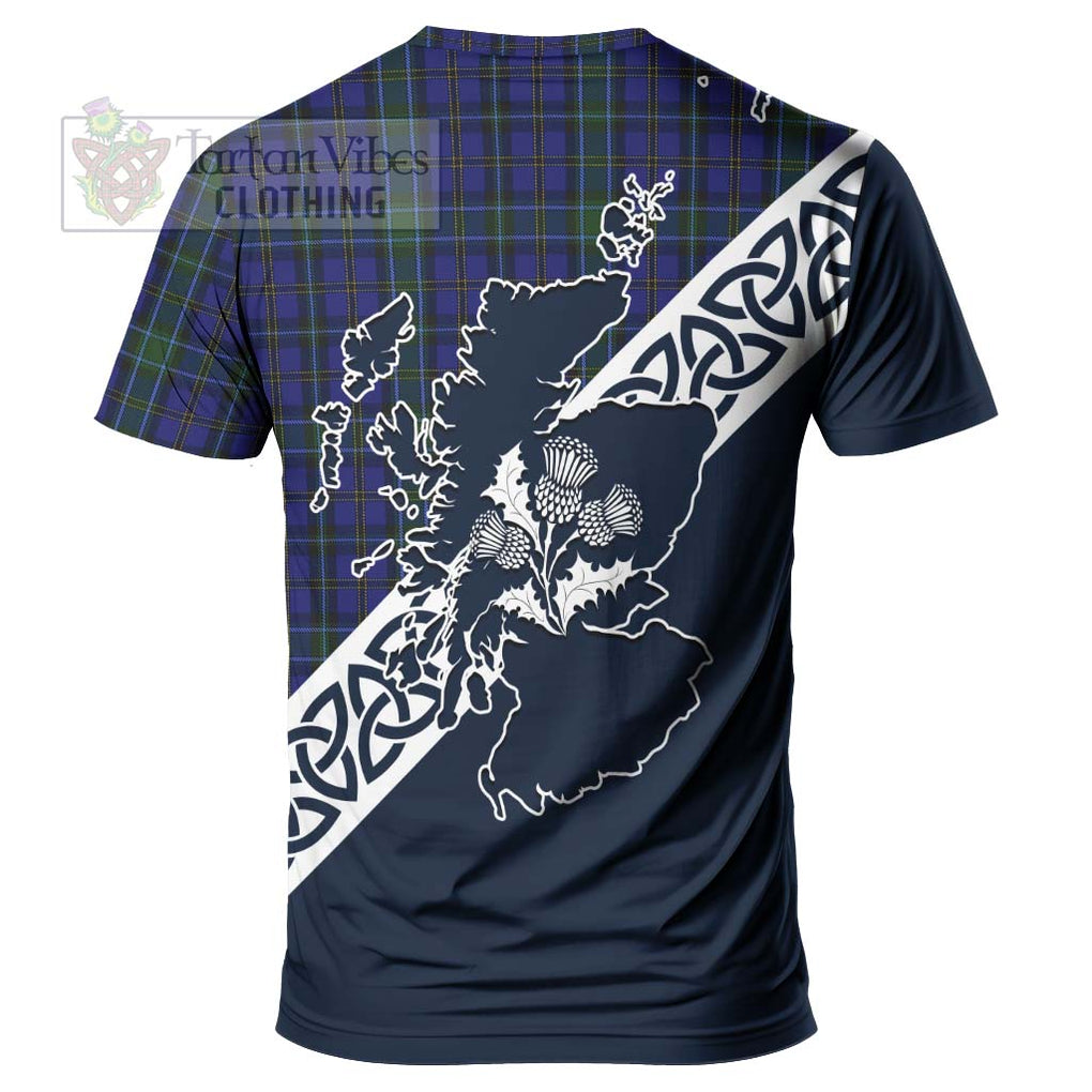 Weir Tartan T-Shirt Featuring Thistle and Scotland Map