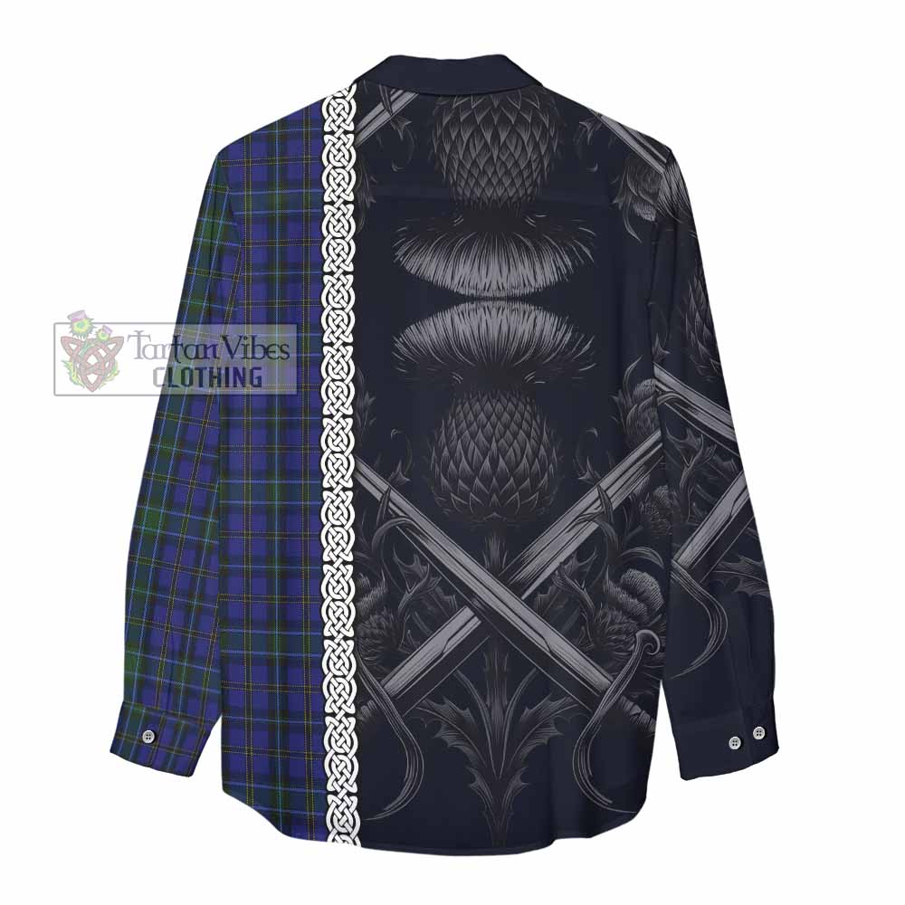 Weir Tartan Women's Casual Shirt with Family Crest Cross Sword Thistle Celtic Vibes - Tartan Vibes Clothing