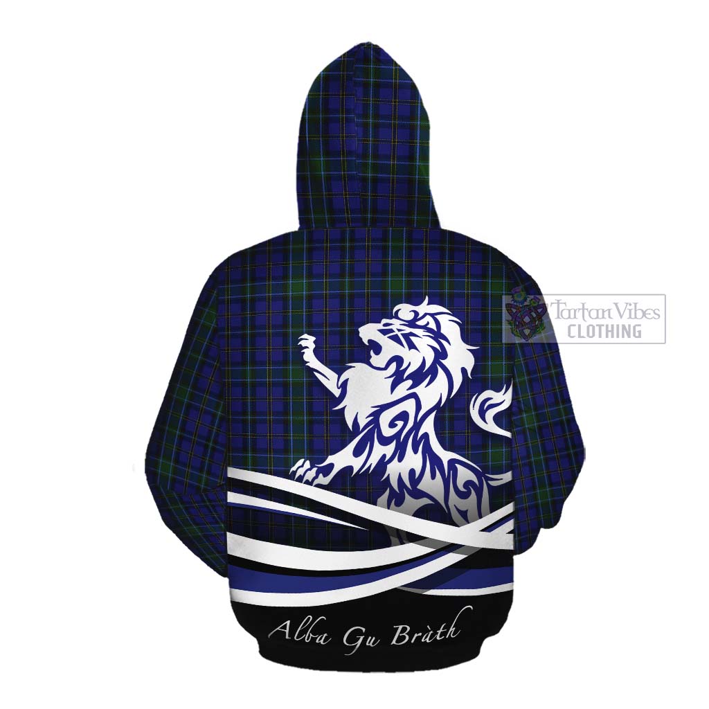 Tartan Vibes Clothing Weir Tartan Cotton Hoodie with Alba Gu Brath Regal Lion Emblem