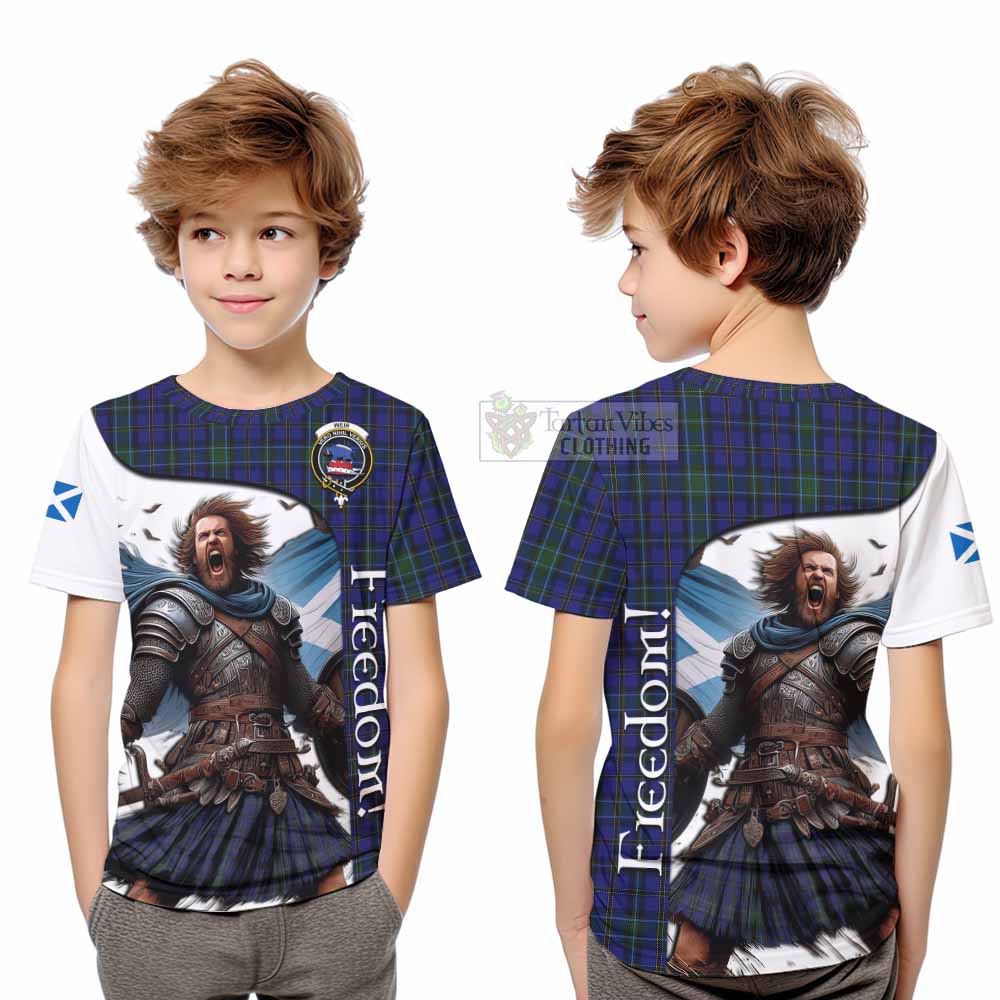 Weir Crest Tartan Kid T-Shirt Inspired by the Freedom of Scottish Warrior - Tartan Vibes Clothing