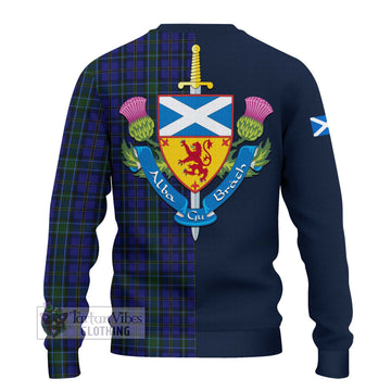 Weir Tartan Knitted Sweater with Scottish Lion Royal Arm Half Style