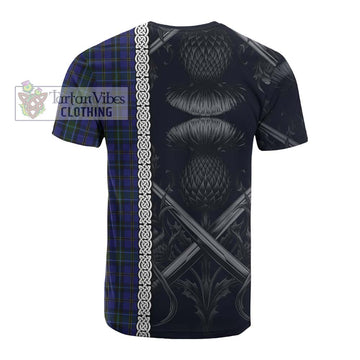 Weir Tartan Cotton T-shirt with Family Crest Cross Sword Thistle Celtic Vibes