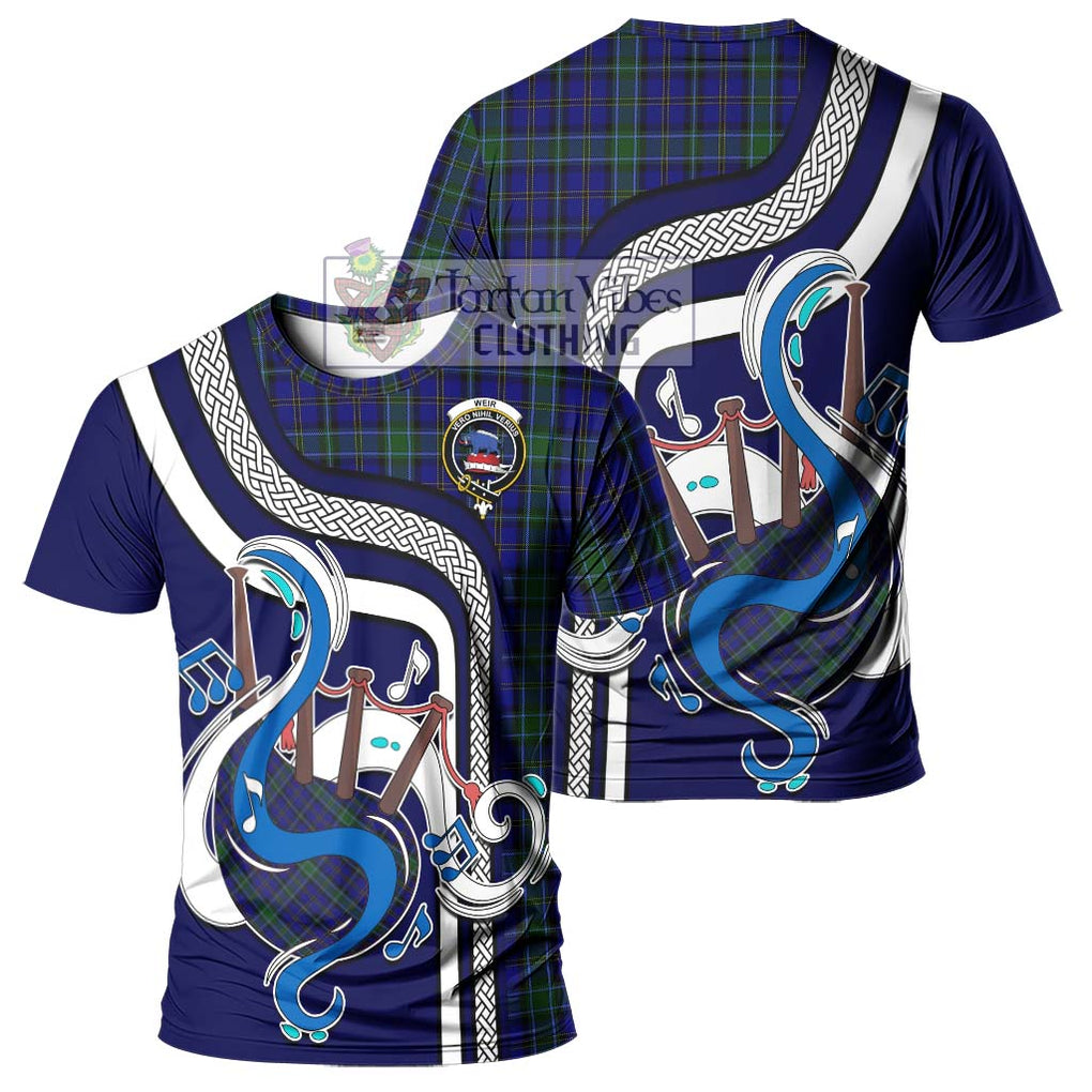 Weir Tartan T-Shirt with Epic Bagpipe Style - Tartanvibesclothing Shop