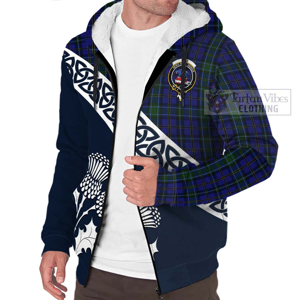 Tartan Vibes Clothing Weir Tartan Sherpa Hoodie Featuring Thistle and Scotland Map