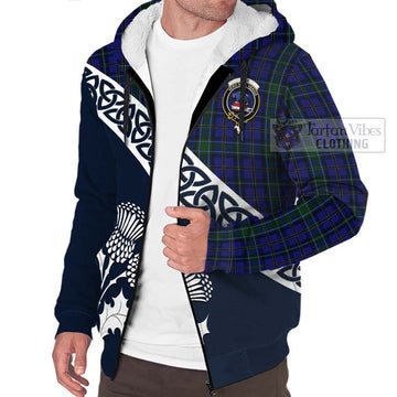 Weir Tartan Sherpa Hoodie Featuring Thistle and Scotland Map