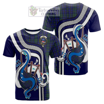 Weir Tartan Cotton T-shirt with Epic Bagpipe Style