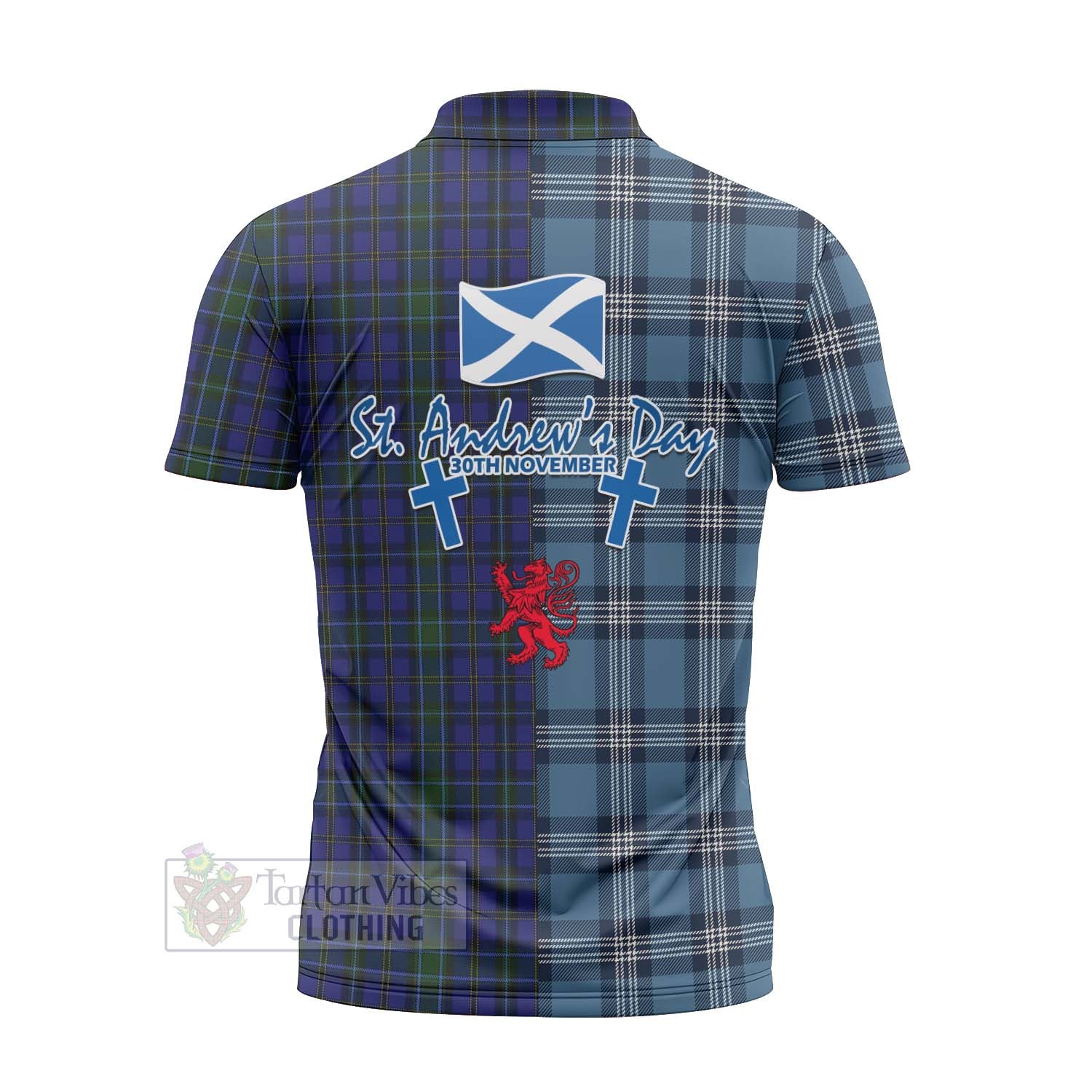 Weir Tartan Zipper Polo Shirt Happy St. Andrew's Day Half Tartan Style - Tartan Vibes Clothing