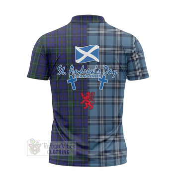 Weir Tartan Zipper Polo Shirt Happy St. Andrew's Day Half Tartan Style