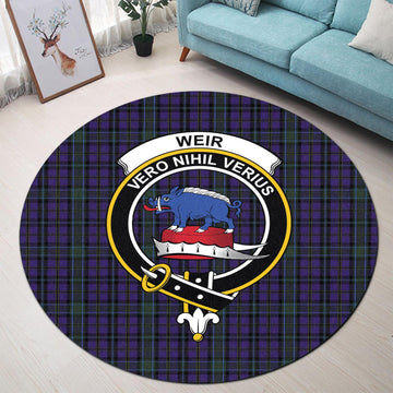 Weir Tartan Round Rug with Family Crest