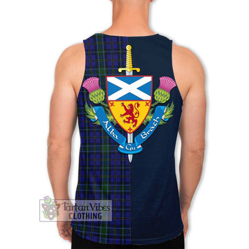 Weir Tartan Men's Tank Top Alba with Scottish Lion Royal Arm Half Style