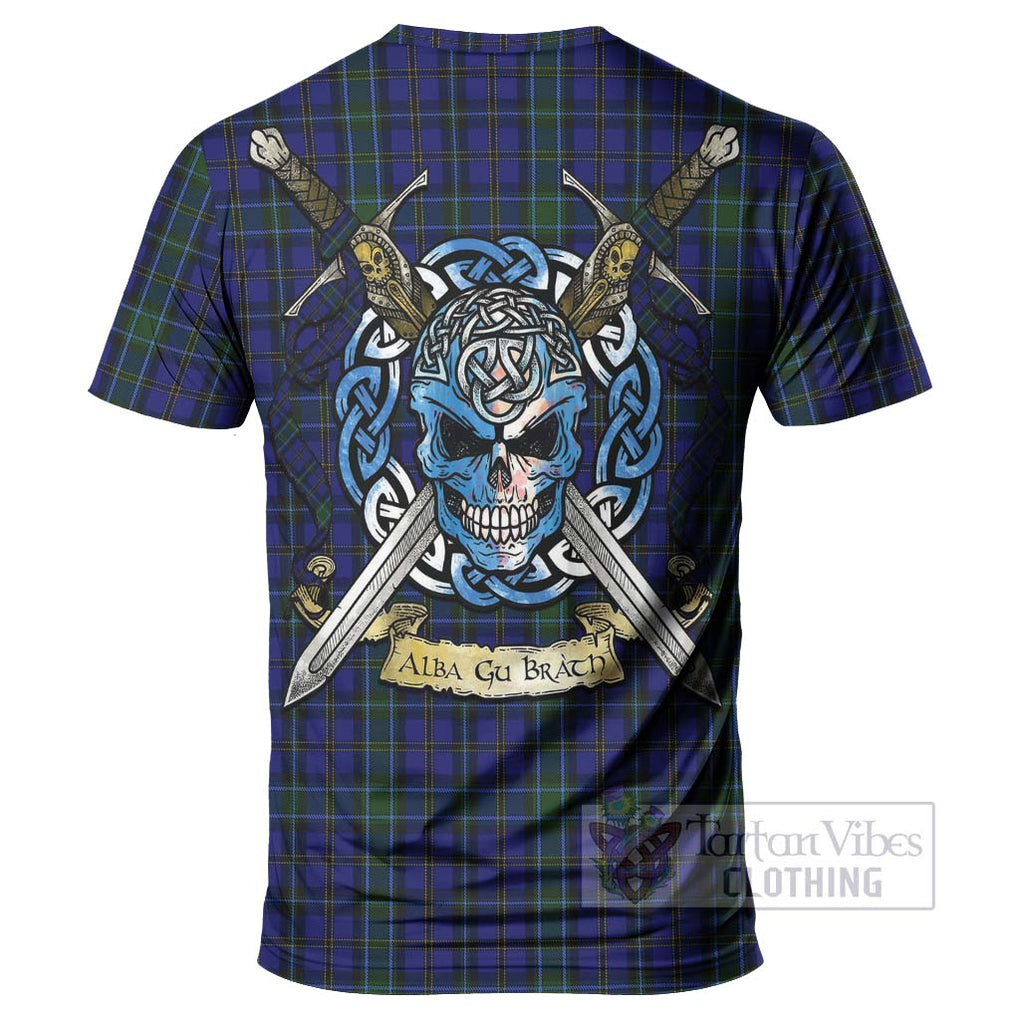 Tartan Vibes Clothing Weir Tartan T-Shirt with Family Crest Celtic Skull Style