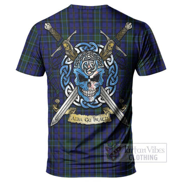 Weir Tartan T-Shirt with Family Crest Celtic Skull Style