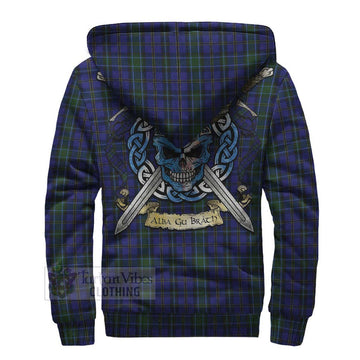 Weir Tartan Sherpa Hoodie with Family Crest Celtic Skull Style