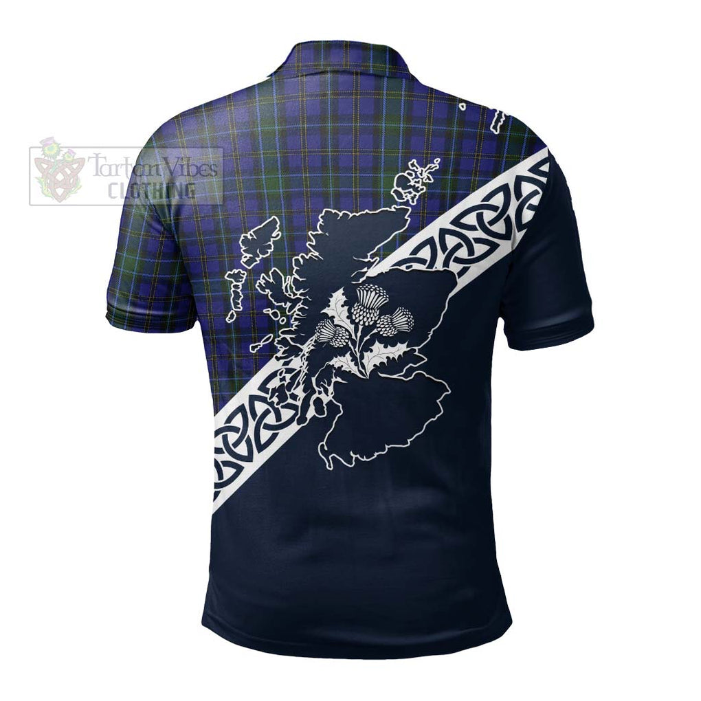 Weir Tartan Polo Shirt Featuring Thistle and Scotland Map