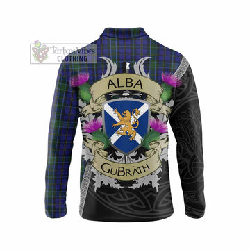 Weir Tartan Family Crest Long Sleeve Polo Shirt Lion Rampant Royal Thistle Shield Celtic Inspired