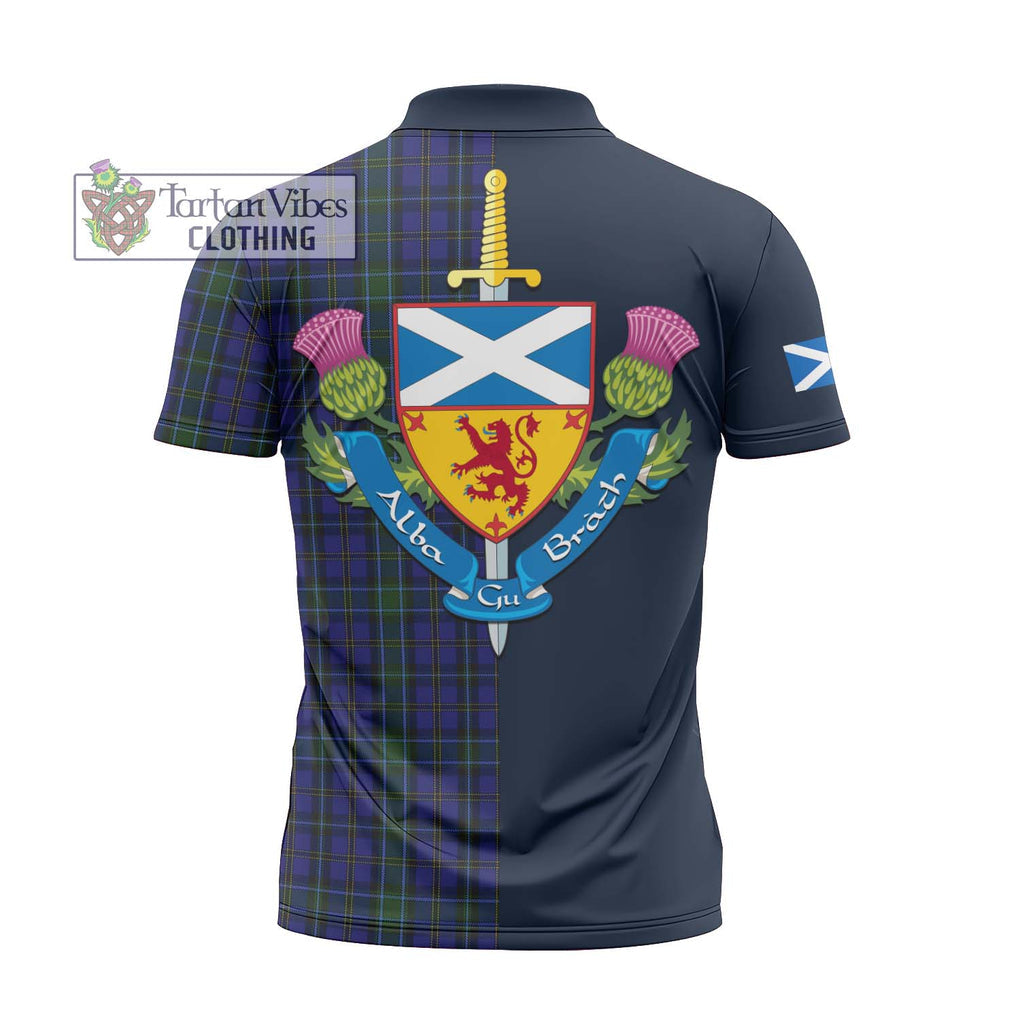 Tartan Vibes Clothing Weir Tartan Zipper Polo Shirt with Scottish Lion Royal Arm Half Style