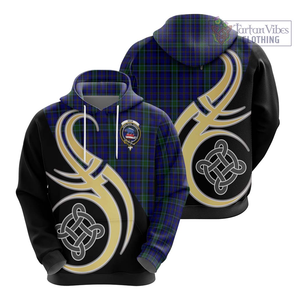 Weir Tartan Hoodie with Family Crest and Celtic Symbol Style - Tartan Vibes Clothing