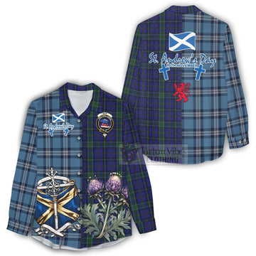 Weir Tartan Women's Casual Shirt Happy St. Andrew's Day Half Tartan Style