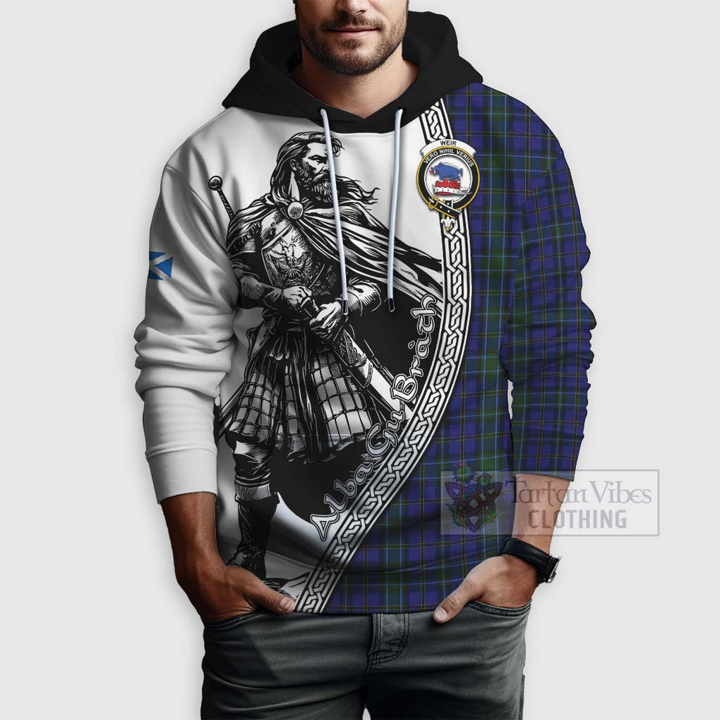 Tartan Vibes Clothing Weir Tartan Clan Crest Hoodie with Highlander Warrior Celtic Style