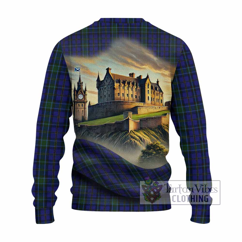 Weir Tartan Family Crest Knitted Sweater with Scottish Ancient Castle Style - Tartan Vibes Clothing