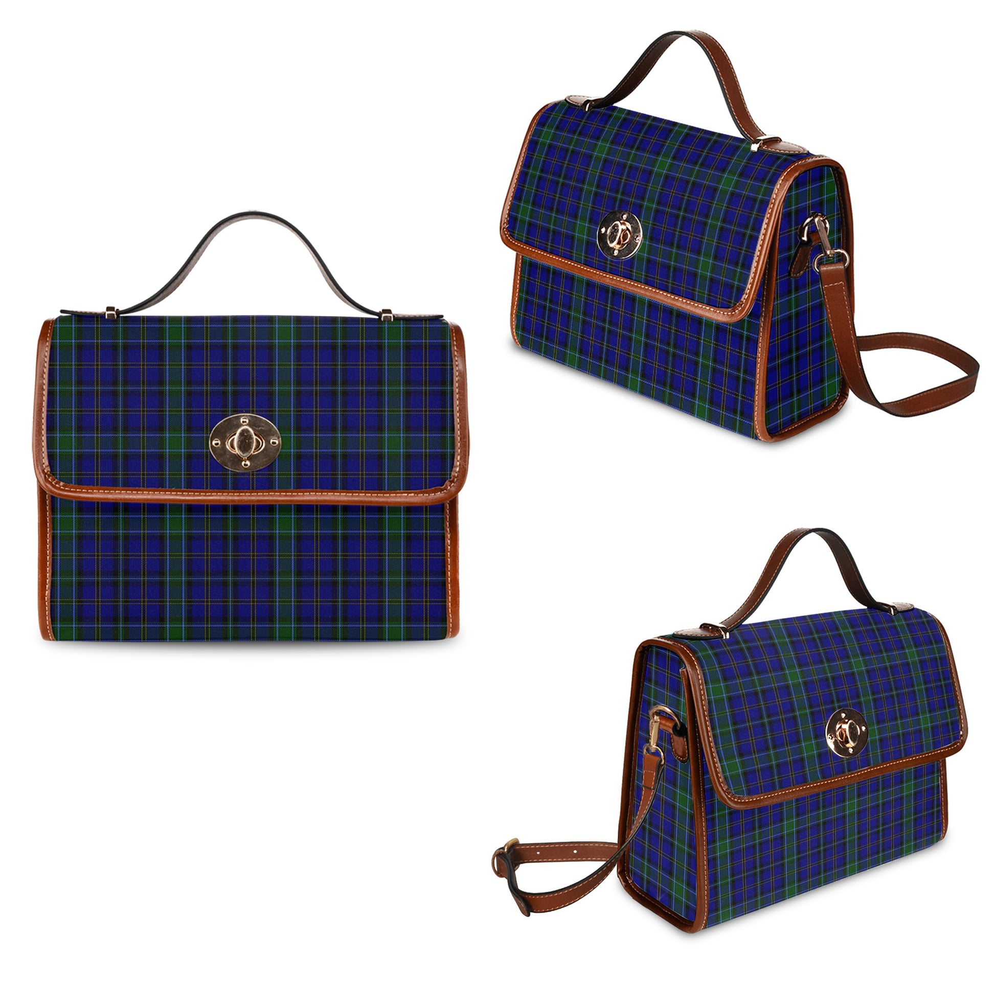 weir-tartan-leather-strap-waterproof-canvas-bag