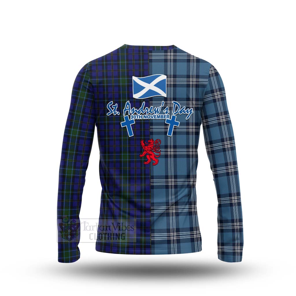 Tartan Vibes Clothing Weir Tartan Long Sleeve T-Shirt Happy St. Andrew's Day Half Tartan Style