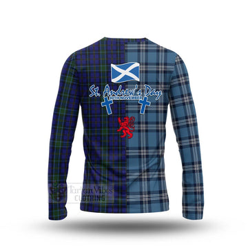 Weir Tartan Long Sleeve T-Shirt Happy St. Andrew's Day Half Tartan Style