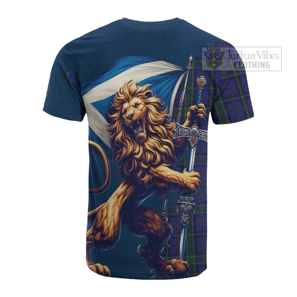 Tartan Vibes Clothing Weir Tartan Family Crest Cotton T-shirt with Scottish Majestic Lion