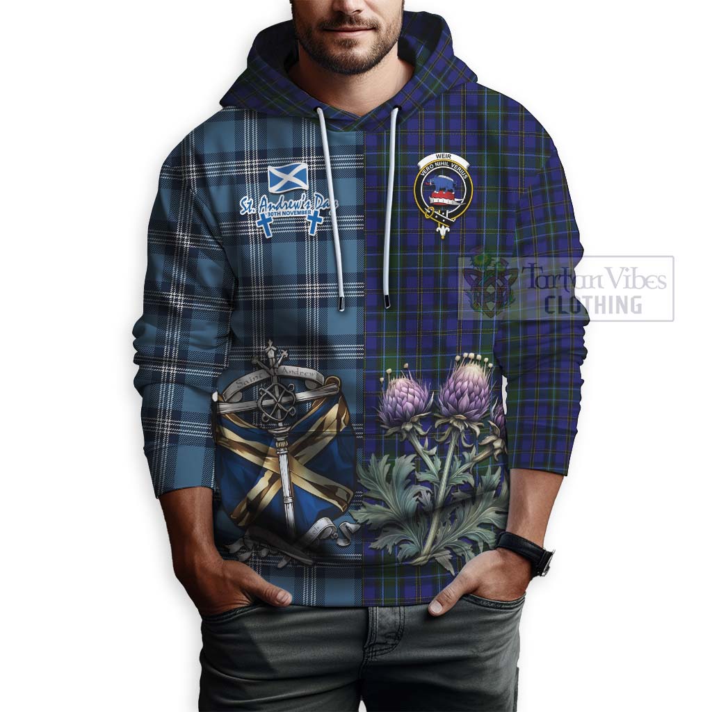 Tartan Vibes Clothing Weir Tartan Hoodie Happy St. Andrew's Day Half Tartan Style