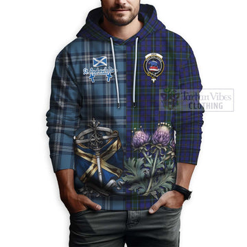 Weir Tartan Hoodie Happy St. Andrew's Day Half Tartan Style