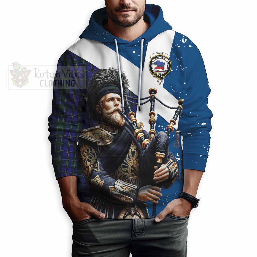 Tartan Vibes Clothing Weir Tartan Hoodie with Family Crest Scottish Bagpiper Vibes