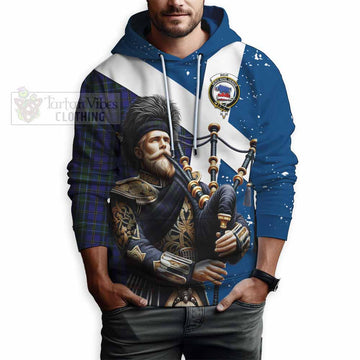 Weir Tartan Hoodie with Family Crest Scottish Bagpiper Vibes