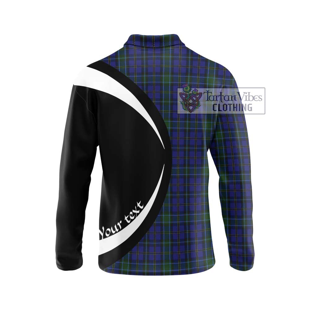 Weir Tartan Long Sleeve Polo Shirt with Family Crest Circle Style - Tartan Vibes Clothing