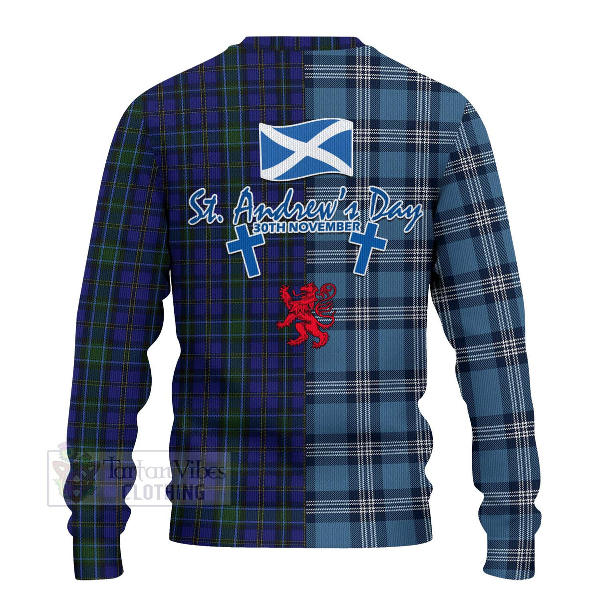 Weir Tartan Knitted Sweater Happy St. Andrew's Day Half Tartan Style - Tartan Vibes Clothing