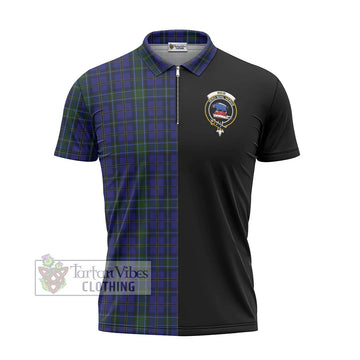 Weir Tartan Zipper Polo Shirt with Family Crest and Half Of Me Style