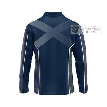 Weir Tartan Long Sleeve Polo Shirt with Family Crest and Lion Rampant Vibes Sport Style