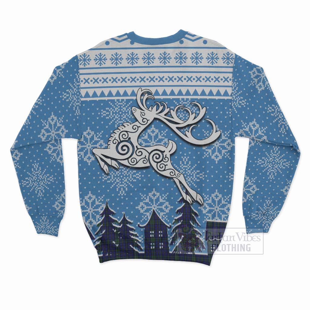 Tartan Vibes Clothing Weir Clan Christmas Sweatshirt Celtic Reindeer Style