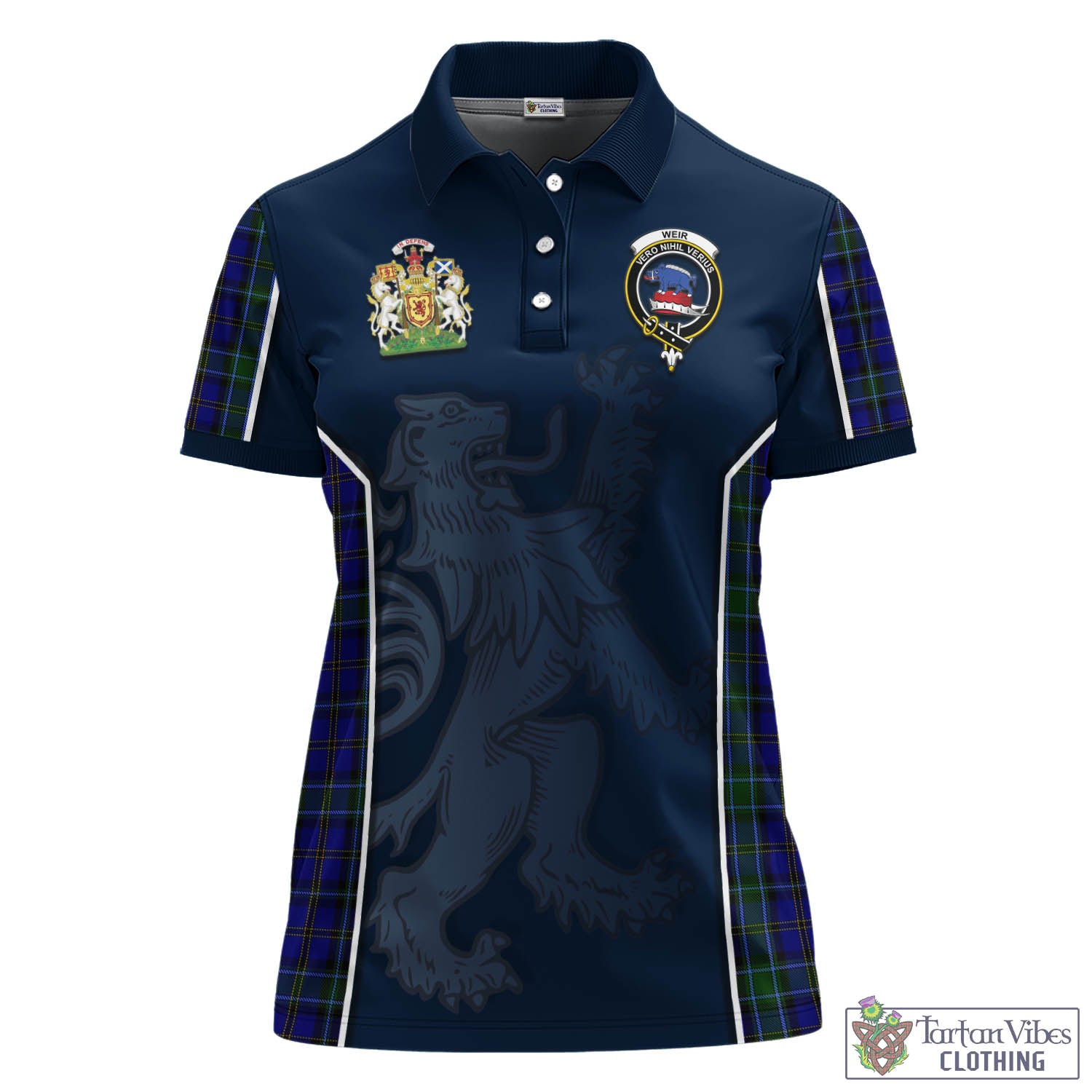 Tartan Vibes Clothing Weir Tartan Women's Polo Shirt with Family Crest and Lion Rampant Vibes Sport Style