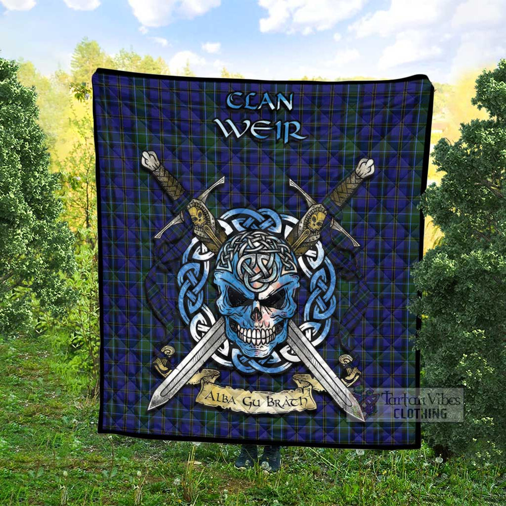 Tartan Vibes Clothing Weir Tartan Quilt with Celtic Skull Alba Gu Brath Style