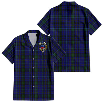 Weir Tartan Short Sleeve Button Down Shirt with Family Crest