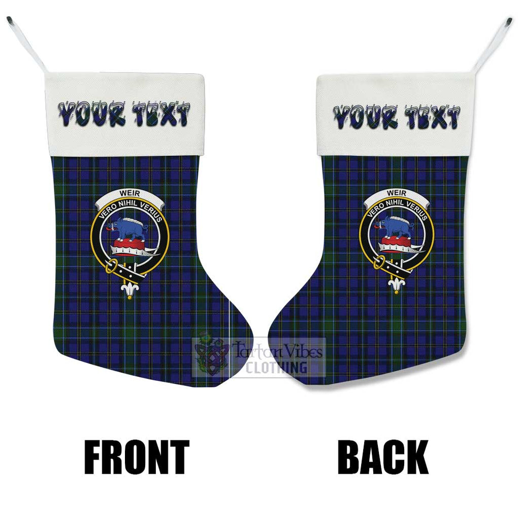 Tartan Vibes Clothing Weir Tartan Family Crest Christmas Stocking with Personalized Text