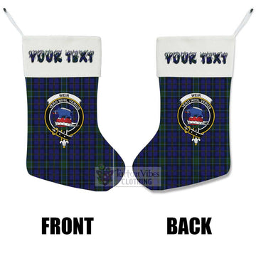 Weir Tartan Family Crest Christmas Stocking with Personalized Text