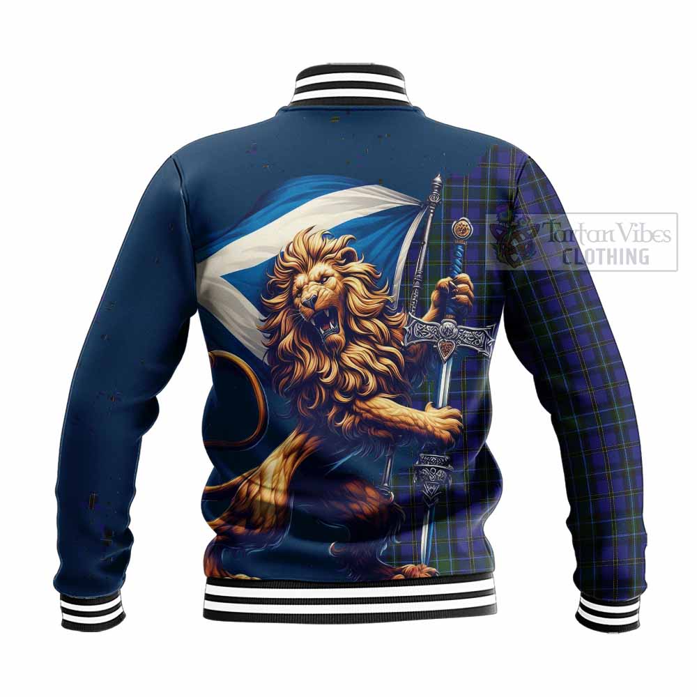 Tartan Vibes Clothing Weir Tartan Family Crest Baseball Jacket with Scottish Majestic Lion