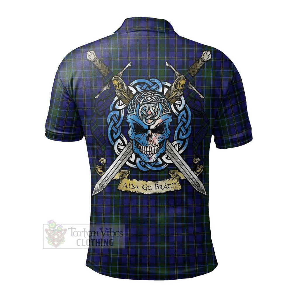 Tartan Vibes Clothing Weir Tartan Polo Shirt with Family Crest Celtic Skull Style