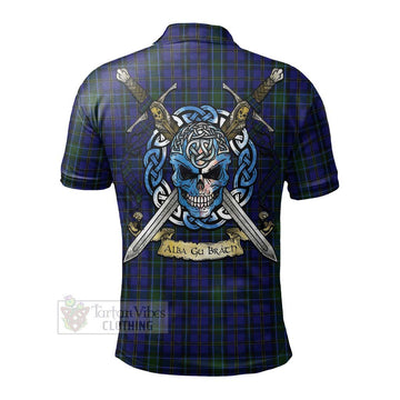 Weir Tartan Polo Shirt with Family Crest Celtic Skull Style