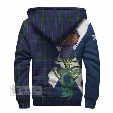 Weir Tartan Family Crest Sherpa Hoodie Scottish Thistle Celtic Inspired