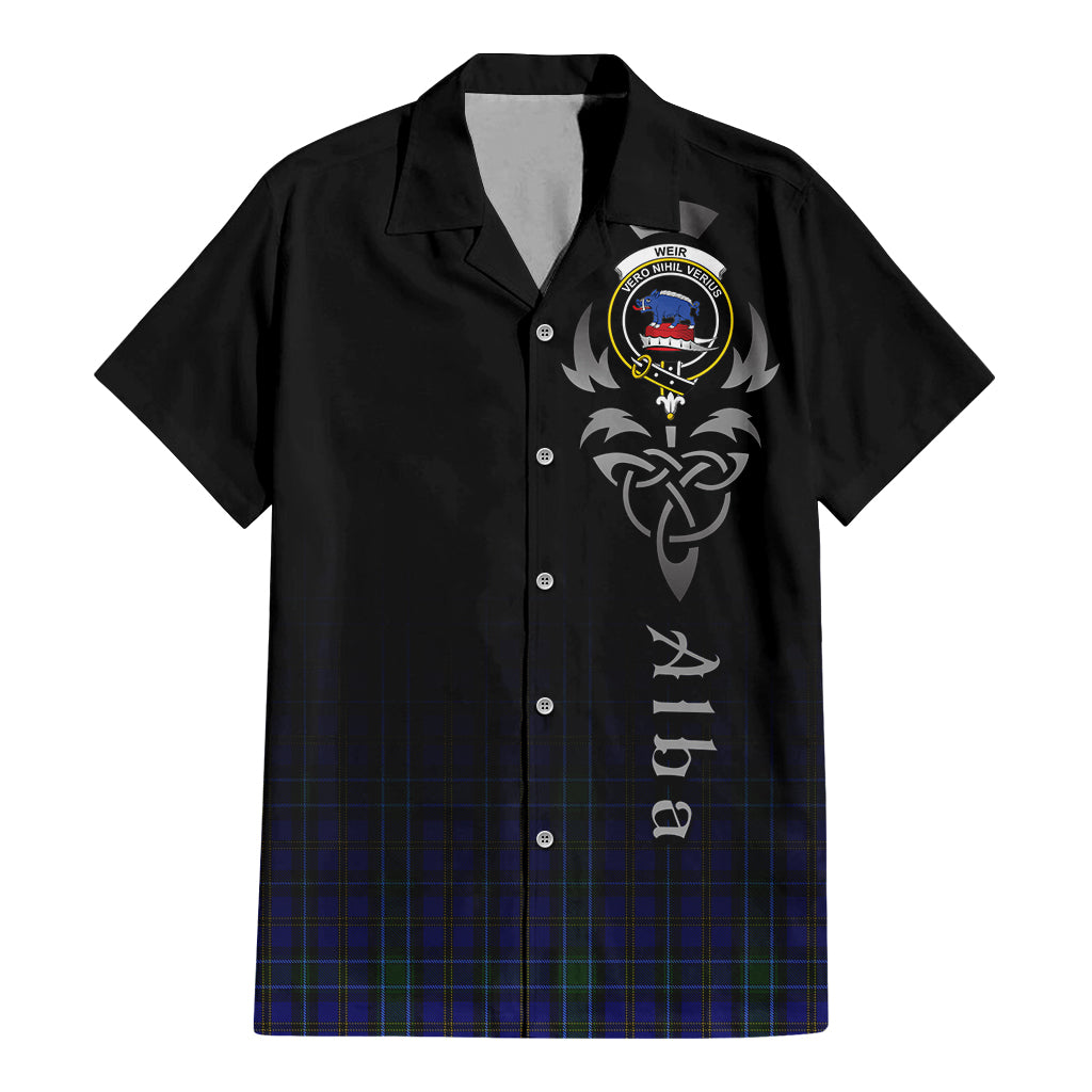 Tartan Vibes Clothing Weir Tartan Short Sleeve Button Up Featuring Alba Gu Brath Family Crest Celtic Inspired