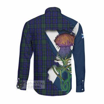 Weir Tartan Family Crest Long Sleeve Button Shirt Scottish Thistle Celtic Inspired Men's Shirt - Tartan Vibes Clothing